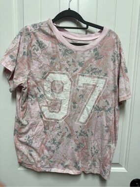 Pink Camo Graphic Tee with '97' Print